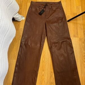 Rag & Bone Tan Leather Trousers